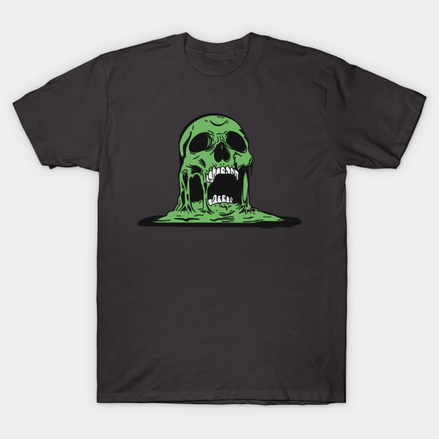 Lime green melting skull T-Shirt by LHaynes2020